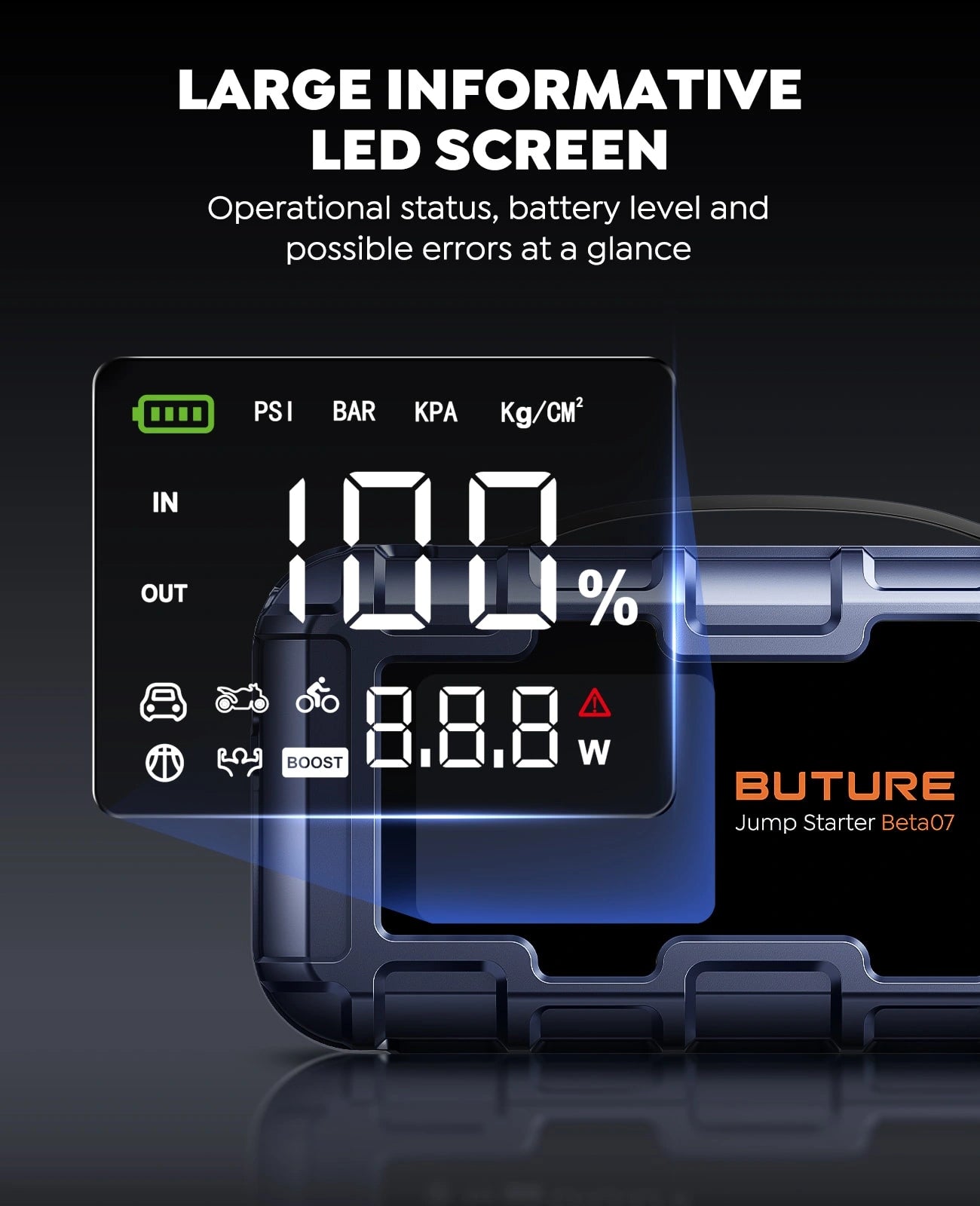 【New Arrival】Buture Beta07 Car Jump Starter 6000A With 160PSI Air Compressor