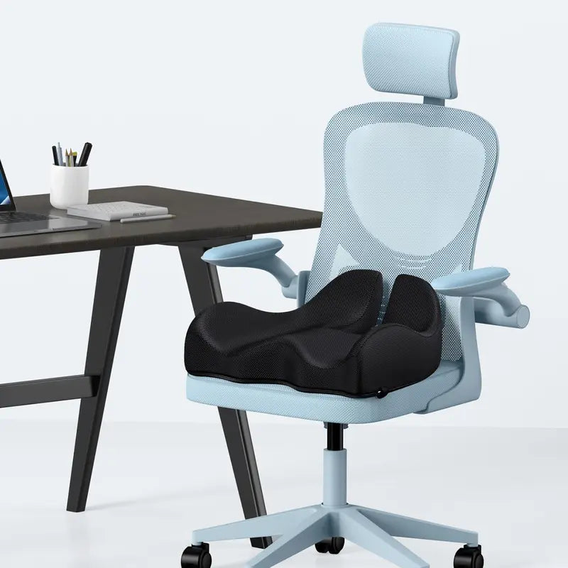 Benazcap Ergonomic Memory Foam Seat Cushion for Office, Gaming Chair, & Car, Pressure & Sciatica Pain Relief, Sitting Comfort Healthy Spine Alignment